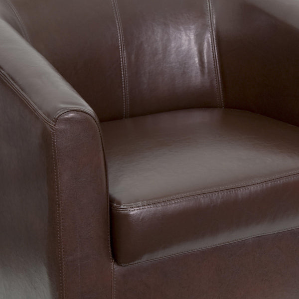 Brown |#| Brown LeatherSoft Lounge Chair with Sloping Arms - Reception and Guest Seating