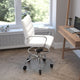 White |#| Drafting Chair with Roller Wheels, Adjustable Foot Ring - White LeatherSoft