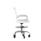 White |#| Drafting Chair with Roller Wheels, Adjustable Foot Ring - White LeatherSoft