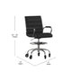 Black |#| Drafting Chair with Roller Wheels, Adjustable Foot Ring - Black LeatherSoft