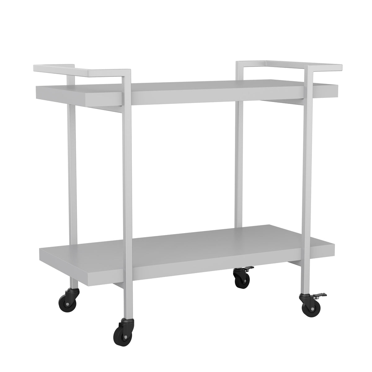 Gray/Brushed Nickel Frame |#| Mobile 2 Tier Home Office Printer Cart with Side Storage-Gray/Brushed Nickel