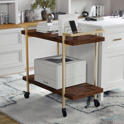 Liam 2-Tier Office Storage and Printer Cart with Metal Frame - View 2