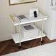 White/Polished Brass Frame |#| Mobile 2 Tier Home Office Printer Cart with Side Storage-White/Polished Brass