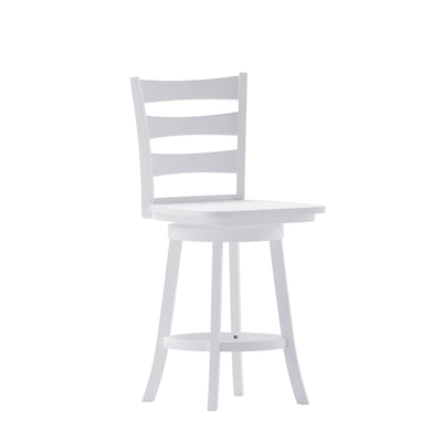 Liesel Commercial Grade Wooden Classic Ladderback Swivel Counter Height Barstool with Solid Wood Seat