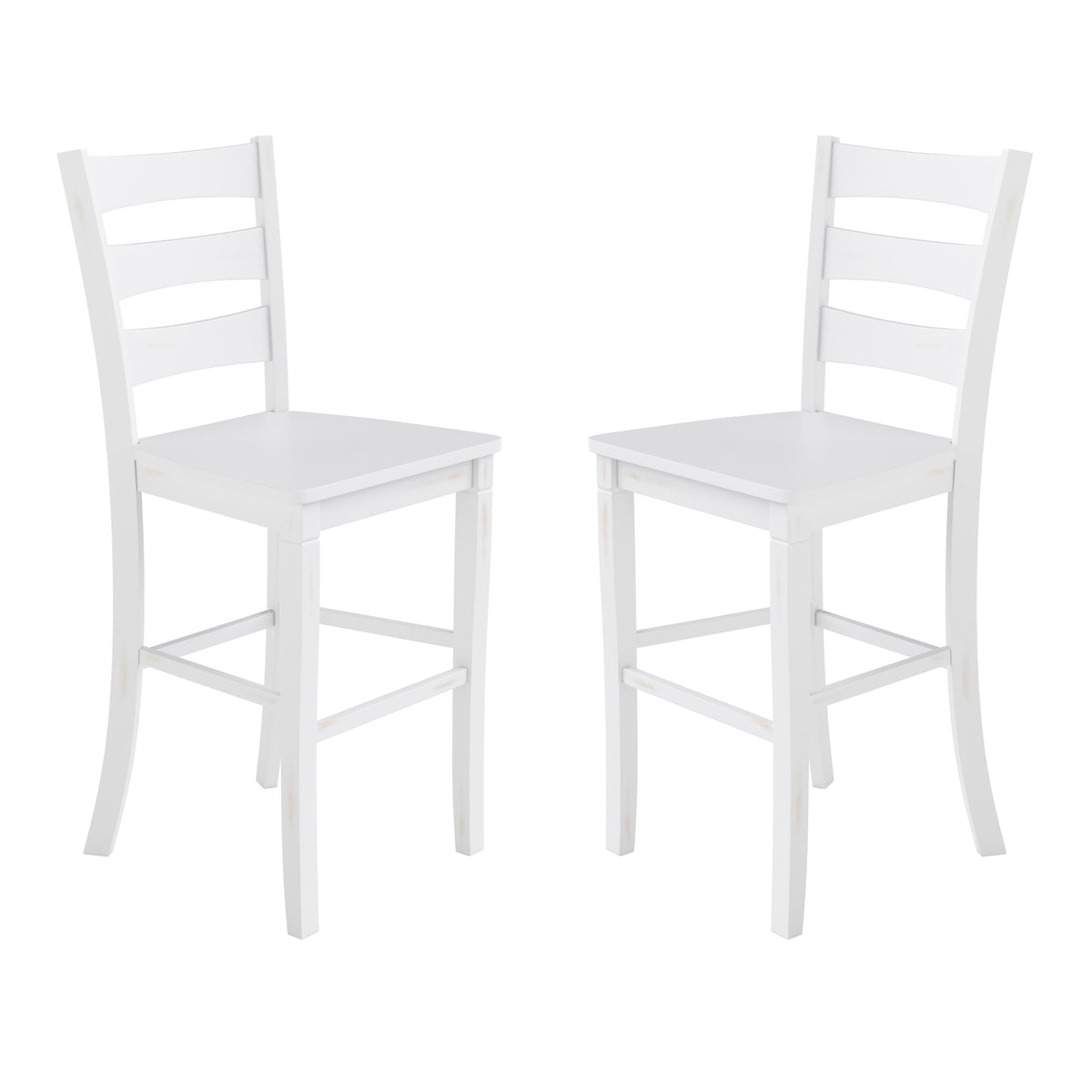 White Wash |#| Commercial Grade Wooden Bar Height Stool in Antique White Wash, Set of 2