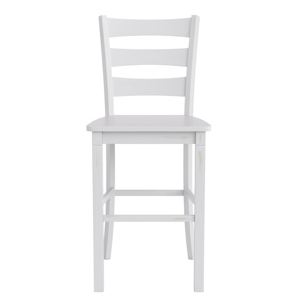 White Wash |#| Commercial Grade Wooden Bar Height Stool in Antique White Wash, Set of 2