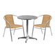 Beige |#| 23.5inch Round Aluminum Indoor-Outdoor Table Set with 2 Beige Rattan Chairs