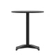 Black |#| Modern 23.5inch Round Glass Framed Glass Table with 2 Black Slat Back Chairs