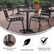 Black |#| Modern 23.5inch Round Glass Framed Glass Table with 2 Black Slat Back Chairs