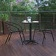 Black |#| Modern 23.5inch Round Glass Framed Glass Table with 2 Black Slat Back Chairs