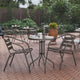 Bronze |#| Modern 23.75inch Round Glass Framed Glass Table with 2 Bronze Slat Back Chairs