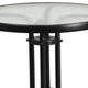 Black |#| 23.75inch Round Glass Metal Table with 2 Black Metal Aluminum Slat Stack Chairs
