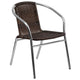 Dark Brown |#| 27.5inch Round Aluminum Indoor-Outdoor Table Set with 2 Dark Brown Rattan Chairs