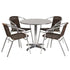 Lila 31.5'' Round Aluminum Indoor-Outdoor Table Set with 4 Rattan Chairs