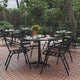 Black |#| Modern 31.5inch Square Glass Framed Glass Table with 4 Black Slat Back Chairs