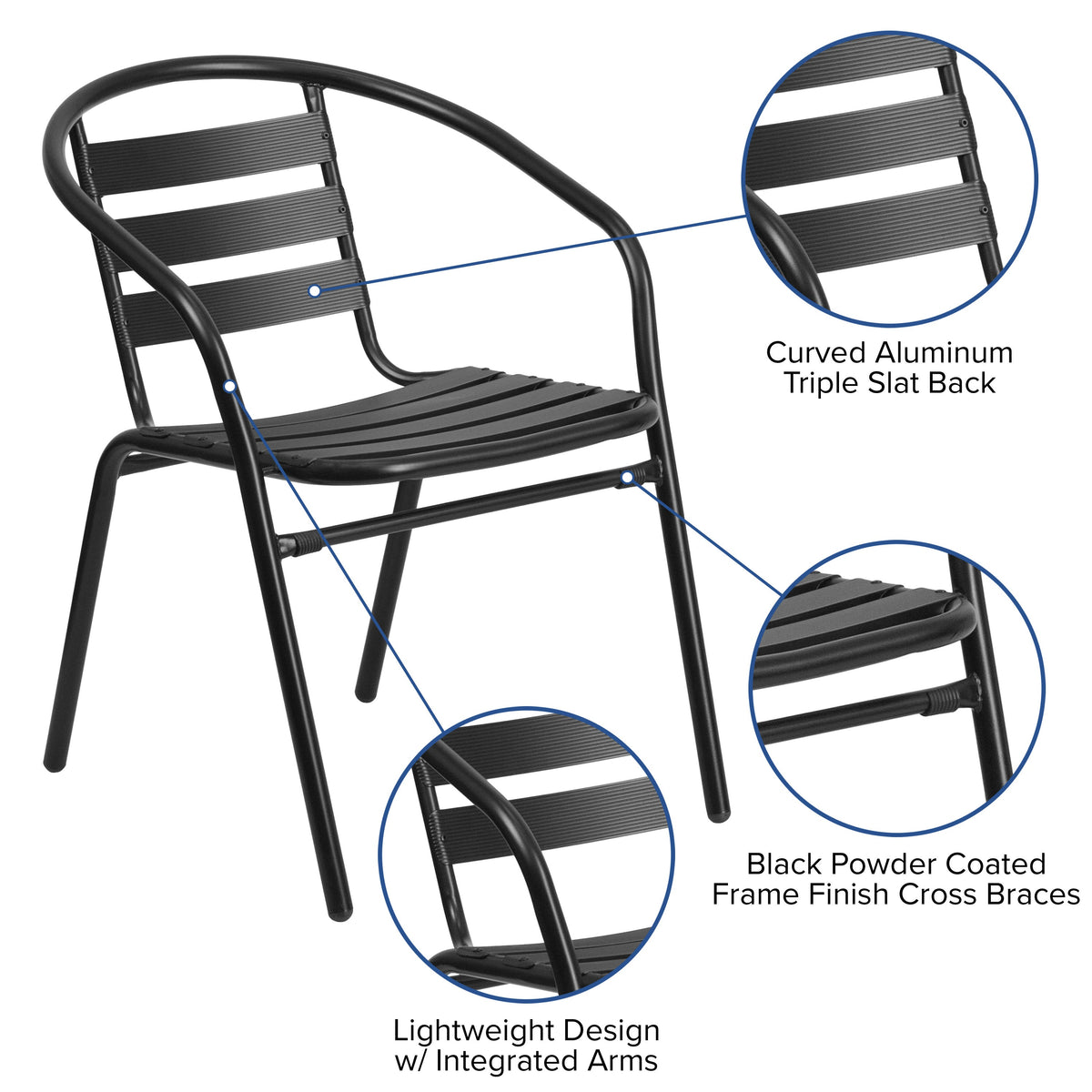 Black |#| Modern 31.5inch Square Glass Framed Glass Table with 4 Black Slat Back Chairs