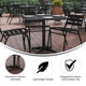 Black |#| Modern 31.5inch Square Glass Framed Glass Table with 4 Black Slat Back Chairs