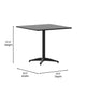 Black |#| Modern 31.5inch Square Glass Framed Glass Table with 4 Black Slat Back Chairs
