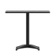 Black |#| Modern 31.5inch Square Glass Framed Glass Table with 4 Black Slat Back Chairs
