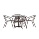 Bronze |#| Modern 31.5inch Square Glass Framed Glass Table with 4 Bronze Slat Back Chairs
