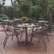Bronze |#| Modern 31.5inch Square Glass Framed Glass Table with 4 Bronze Slat Back Chairs