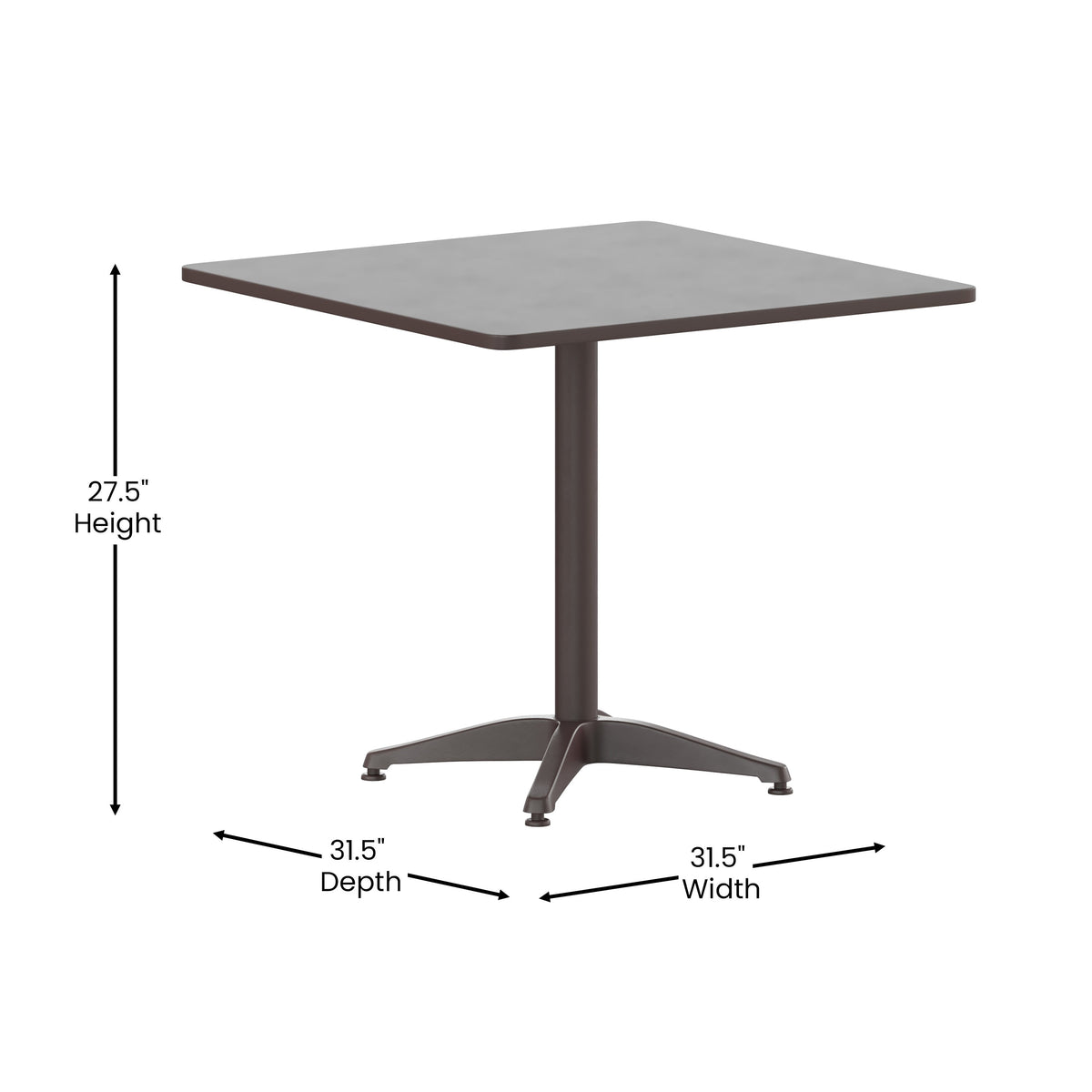 Bronze |#| Modern 31.5inch Square Glass Framed Glass Table with 4 Bronze Slat Back Chairs