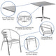 Aluminum |#| 31.5inch Square Aluminum Indoor-Outdoor Table Set with 4 Slat Back Chairs