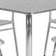 Aluminum |#| 31.5inch Square Aluminum Indoor-Outdoor Table Set with 4 Slat Back Chairs