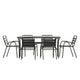 Commercial Patio Dining Set with Table, 4 Chairs, and 2 Arm Chairs in Black