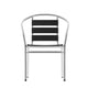 Black |#| Commercial Metal Indoor-Outdoor Stack Chair-Black Triple Slat Faux Teak Back