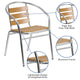Aluminum |#| Commercial Aluminum Indoor-Outdoor Stack Chair with Triple Slat Faux Teak Back