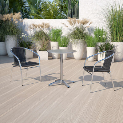 Lila Aluminum and Rattan Commercial Indoor-Outdoor Restaurant Stack Chair - View 2