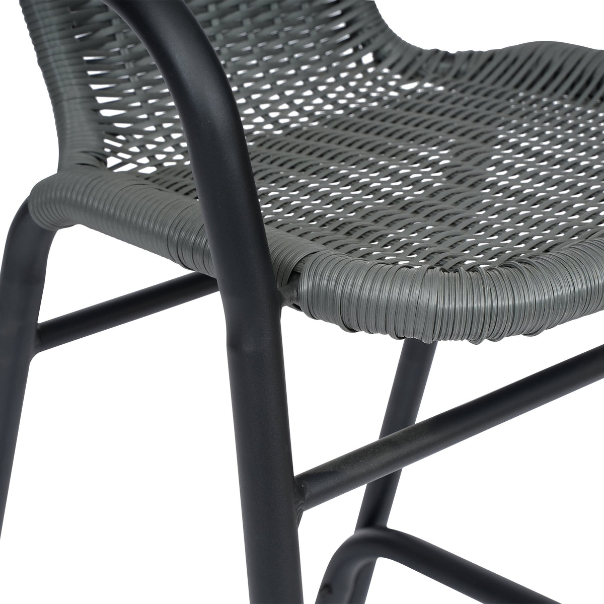 Gray |#| Commercial Indoor-Outdoor Rattan Restaurant Barstool Black Frame-Gray