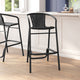 Black |#| Commercial Indoor-Outdoor Rattan Restaurant Barstool Black Frame-Black