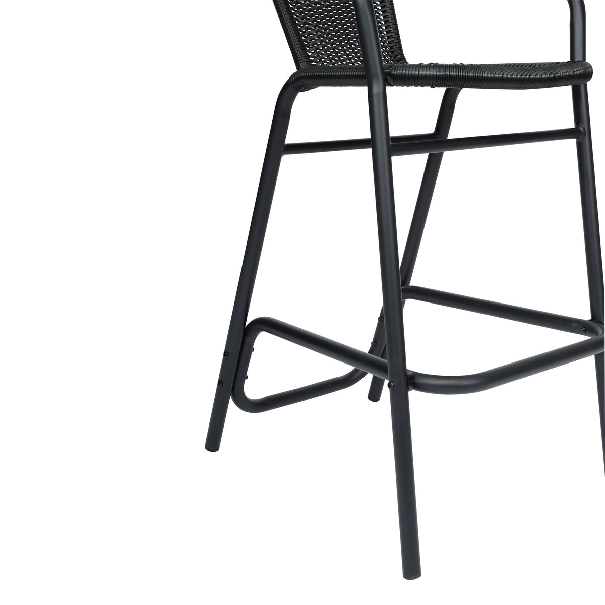 Black |#| Commercial Indoor-Outdoor Rattan Restaurant Barstool Black Frame-Black