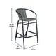 Gray |#| Commercial Indoor-Outdoor Rattan Restaurant Barstool Black Frame-Gray