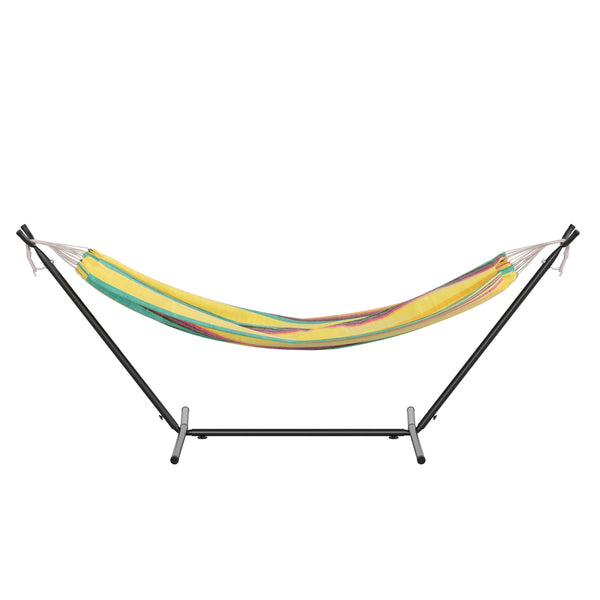 Tropical Multi |#| 2 Person Cotton Hammock with All-Weather Heavy Duty Stand-Tropical Multicolor