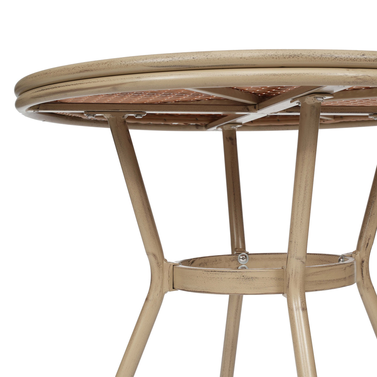 Natural & White Rattan/Light Natural Frame |#| Indoor/Outdoor Commercial Bistro Set with Table and Two Chairs in Nat/Wht