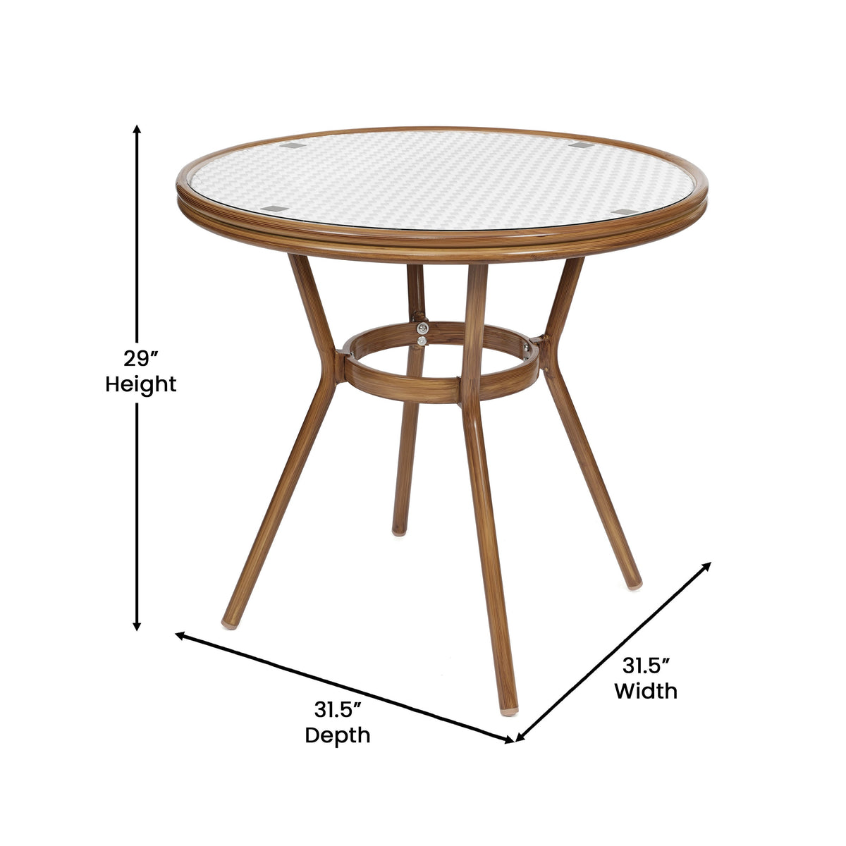 White & Gray Rattan/Natural Frame |#| Indoor/Outdoor Commercial Bistro Set with Table and 2 Chairs in Wht/Gray