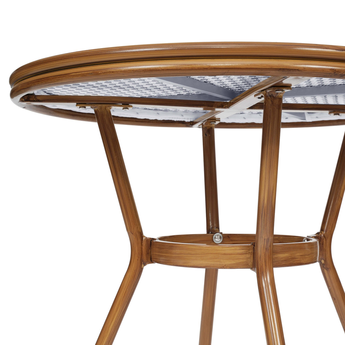 White & Gray Rattan/Natural Frame |#| Indoor/Outdoor Commercial Bistro Set with Table and 2 Chairs in Wht/Gray