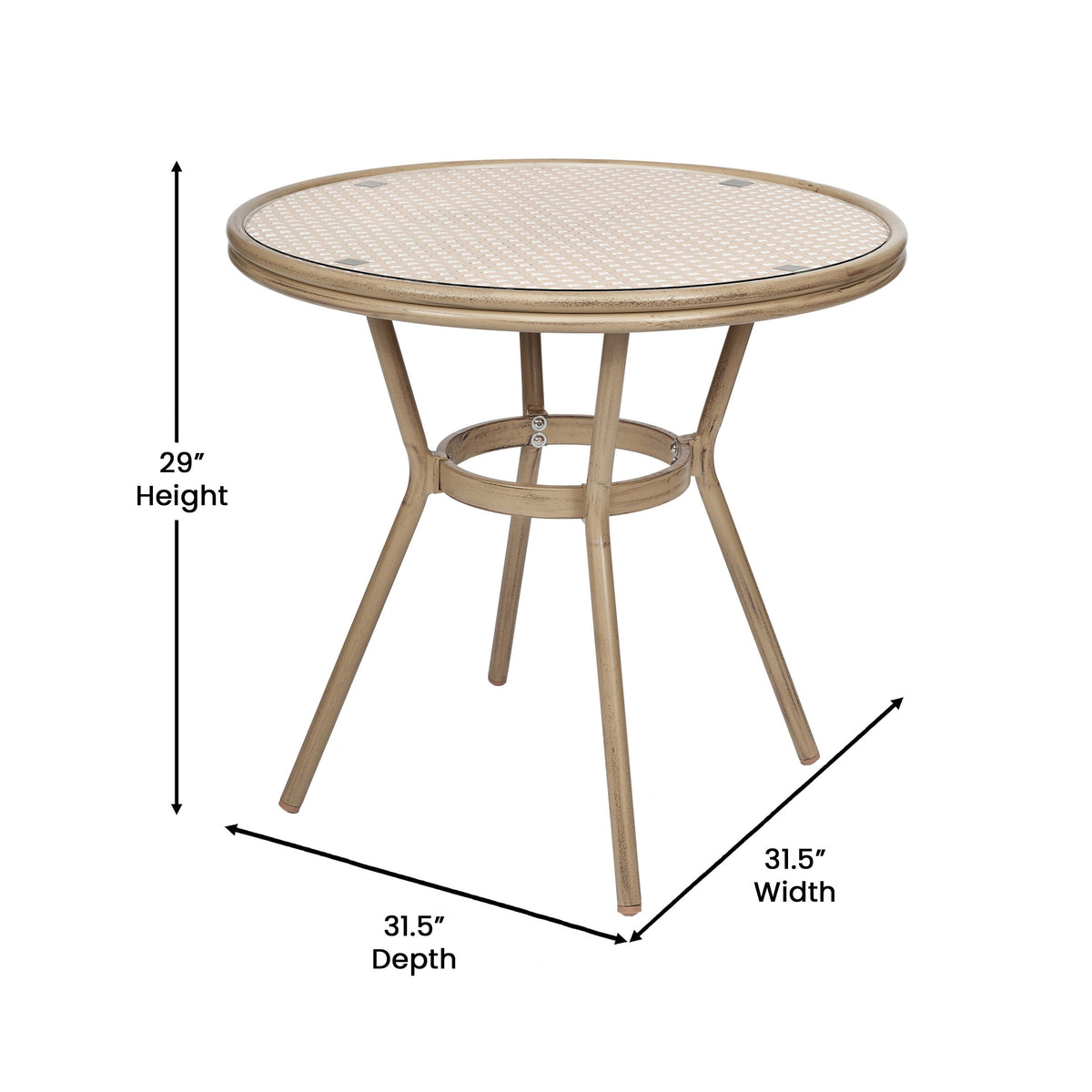 Natural & White Rattan/Light Natural Frame |#| Indoor/Outdoor Commercial Bistro Set with Table and Two Chairs in Nat/Wht