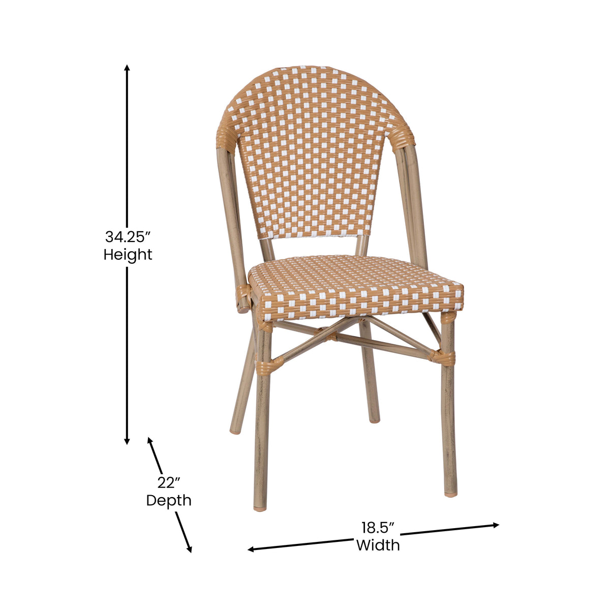 Natural & White Rattan/Light Natural Frame |#| Indoor/Outdoor Commercial Bistro Set with Table and Two Chairs in Nat/Wht