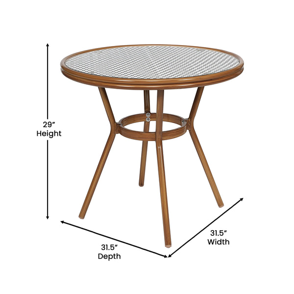 Indoor/Outdoor Commercial Bistro Set with Table and 4 Chairs in Blk/Wht