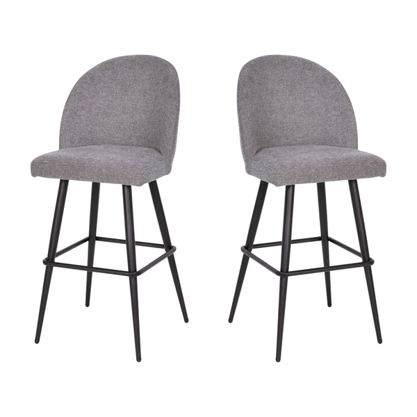 Gray Faux Linen |#| Commercial Grade 30inch Armless Barstool with Contoured Back in Gray Faux Linen