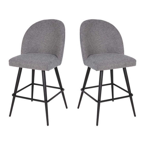 Gray Faux Linen |#| Commercial Grade 26inch Armless Stools with Contoured Backs in Gray Faux Linen