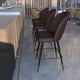 Brown LeatherSoft |#| Commercial Grade 26inch Armless Stools with Contoured Backs in Brown LeatherSoft