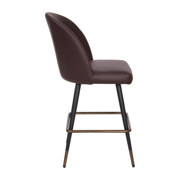 Brown LeatherSoft |#| Commercial Grade 26inch Armless Stools with Contoured Backs in Brown LeatherSoft