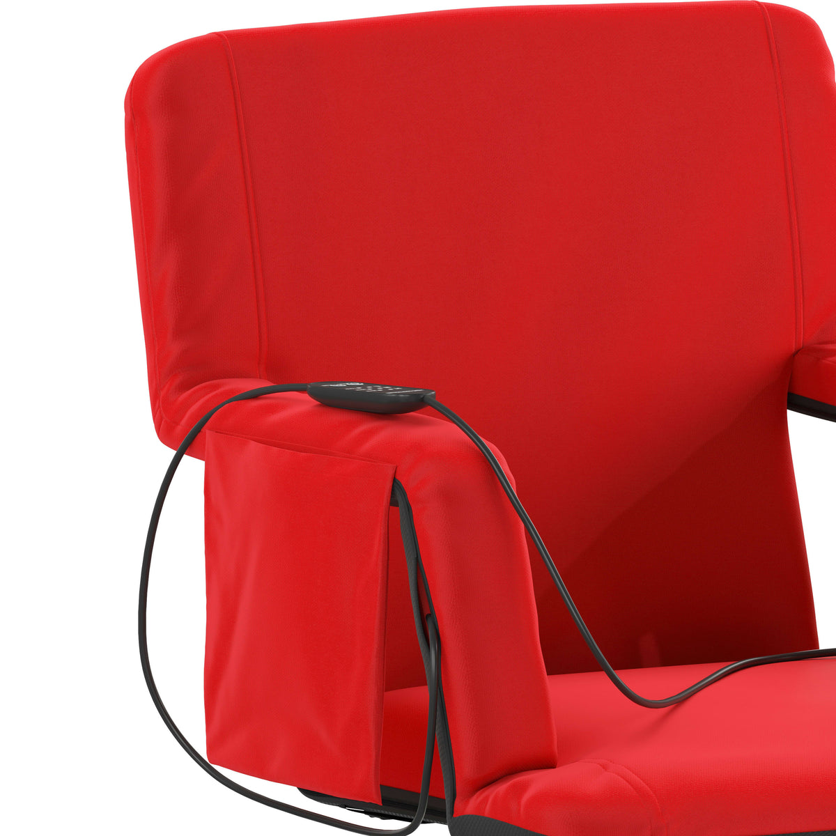 Red |#| Foldable Reclining Stadium Chair with Backpack Straps and Heated Seat - Red