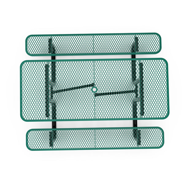Green,6' |#| Commercial Grade 6' Rectangular Expanded Mesh Metal Outdoor Picnic Table - Green