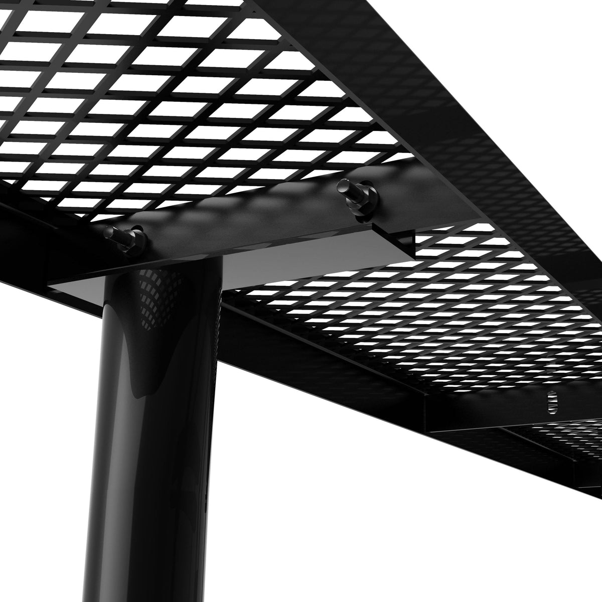 Black,6' |#| Commercial 6' Rectangular Expanded Mesh Metal Picnic Table with Anchors - Black